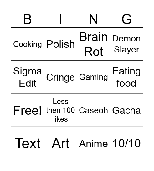 Untitled Bingo Card