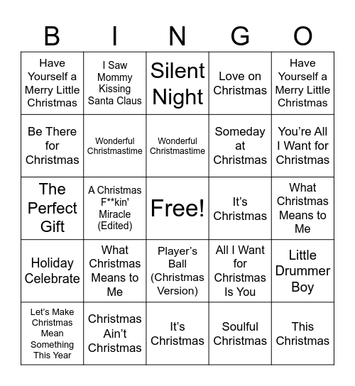 JINGLE AND JAM HOLIDAY BINGO Card