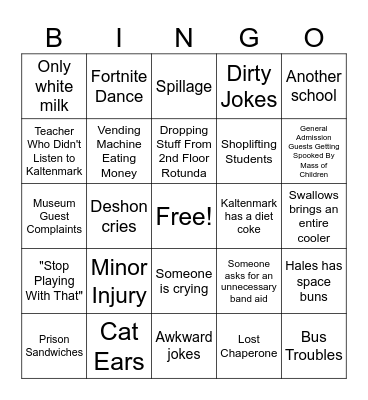 Field Trip! Bingo Card