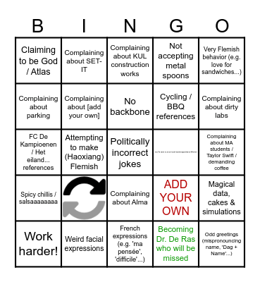 Michiel PhD - test Bingo Card