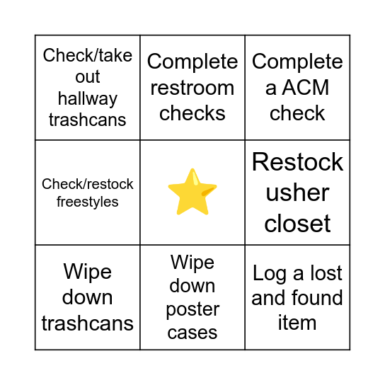 Usher/ACM Bingo Card