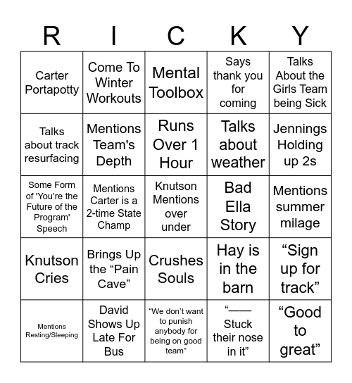 Knutson Bingo Card