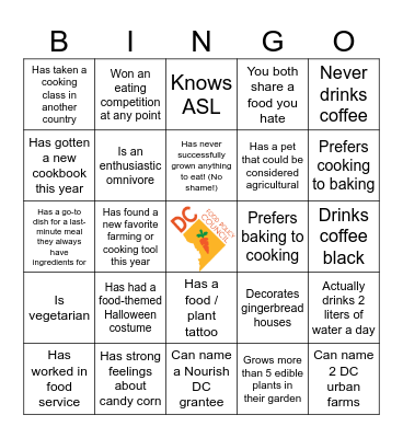Food Policy Council Icebreaker Bingo Card