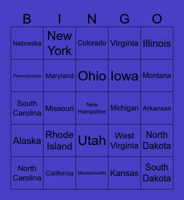 States of America Bingo Card