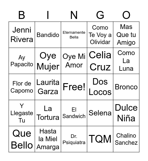 Puro Pari Bingo Card
