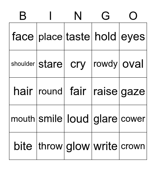 Body Bingo Card