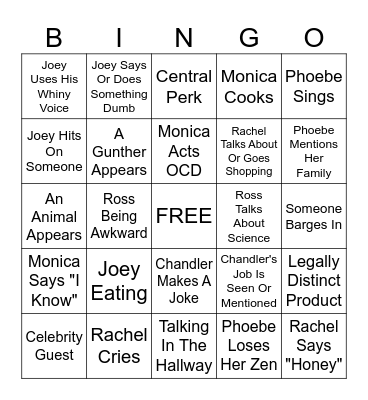 F•R•I•E•N•D•S Bingo Card