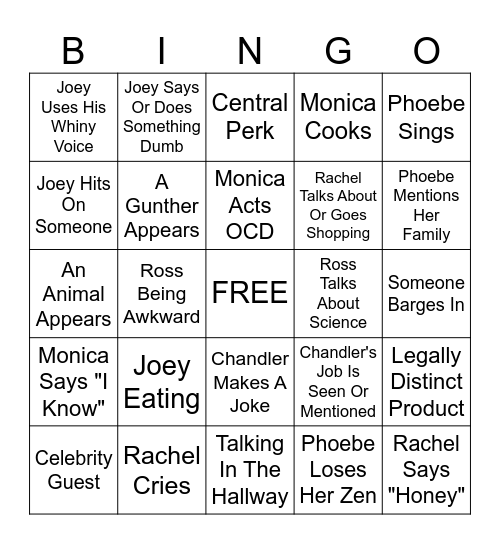 F•R•I•E•N•D•S Bingo Card