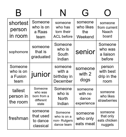 Liaison Bingo Board Bingo Card