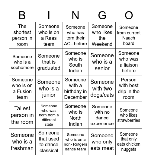 Liaison Bingo Board Bingo Card