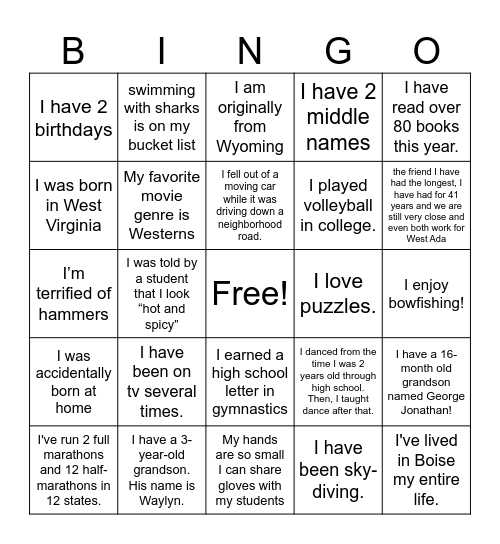 Wildcat Bingo Card