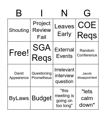 X-Team Meeting Bingo Card