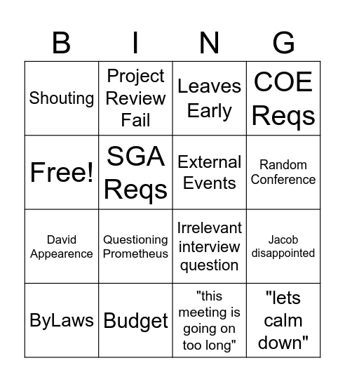 X-Team Meeting Bingo Card