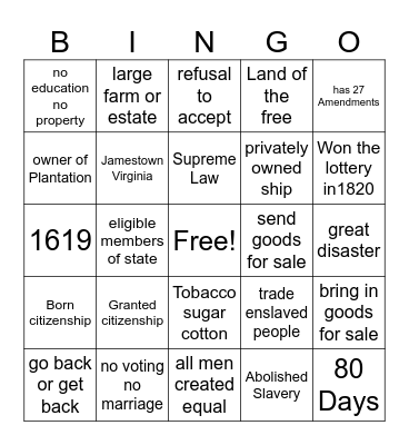 African American Bingo Card