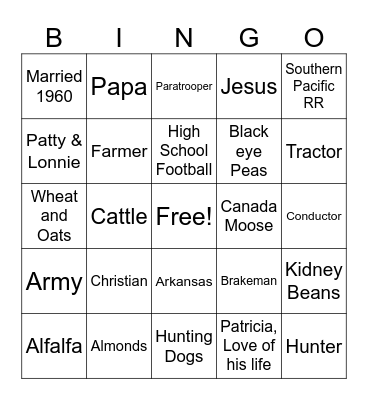 Elwood's 90th Birthday Bingo Card