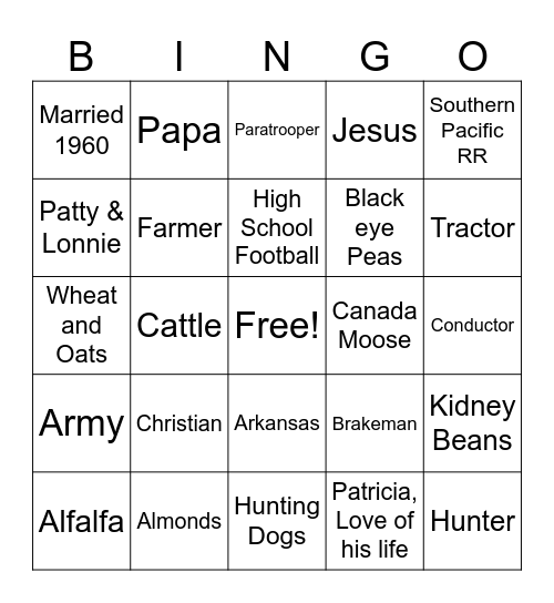 Elwood's 90th Birthday Bingo Card