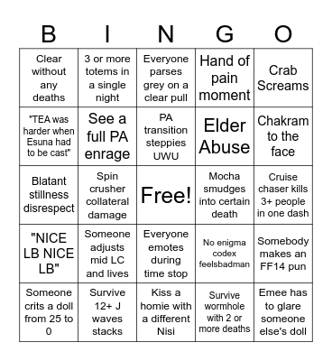 Tea Totemge Bingo Card