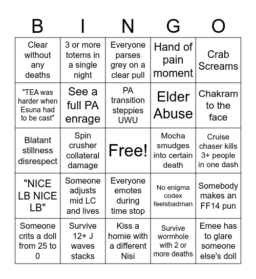 Tea Totemge Bingo Card