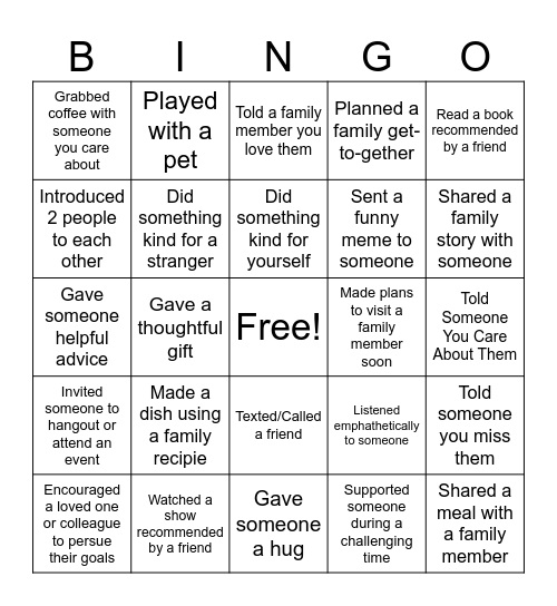 MSG Friendsgiving! Bingo Card