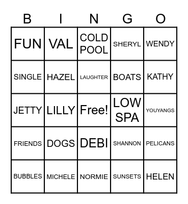 PELICAN SHORES SINGLE LADIES Bingo Card