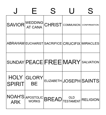 Holy Bingo Card