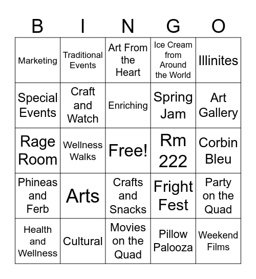 Illini Union Board Bingo Card