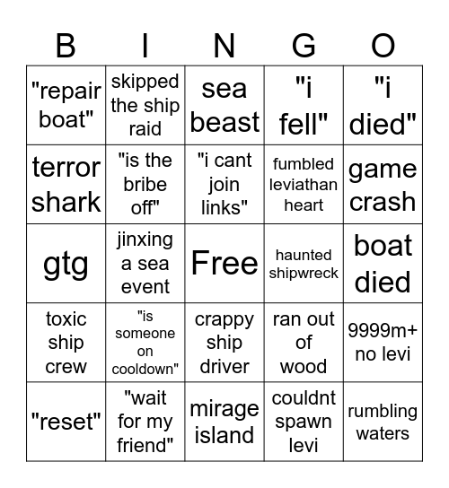 levi hunt bingo Card