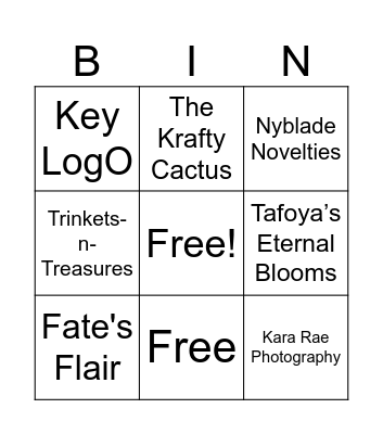 Treasure Walk BINGO Card