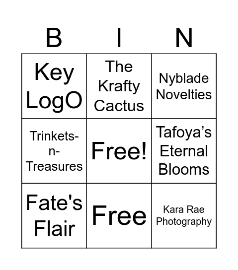 Treasure Walk BINGO Card