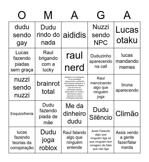 Bingo de acontecimentos Bingo Card