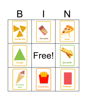 Food Shape Bingo Card