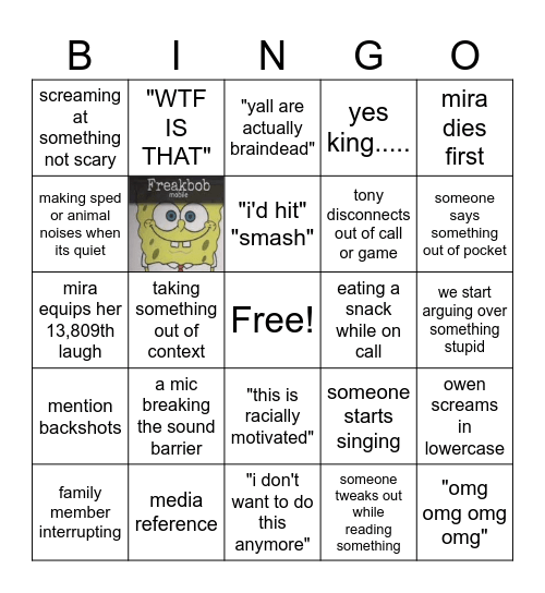 horror game friday bingo card Bingo Card