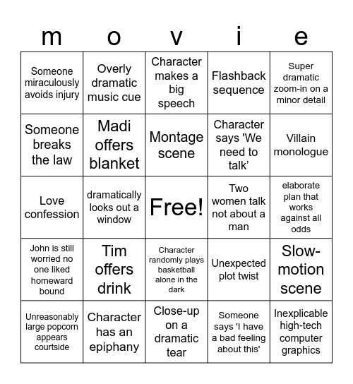 MoviesThatMadeUs Bingo Card