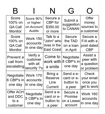 Blackout Delinquency Bingo Card