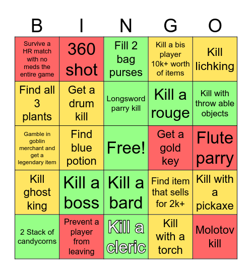 DARK AND DARKER BINGO IN 5 GAMES Bingo Card