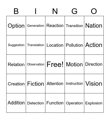 -ion 2 Bingo Card