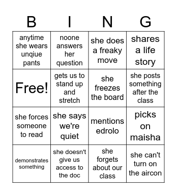 PDHPE bingo Card