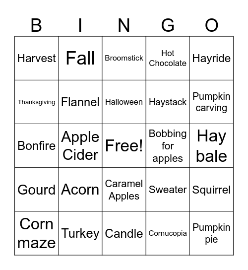 Autumn Bingo Card