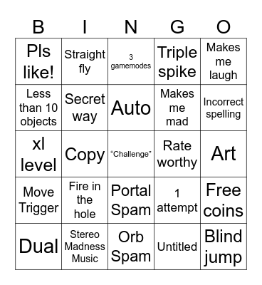 Recent tab Bingo Card