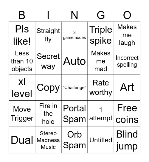 Recent tab Bingo Card