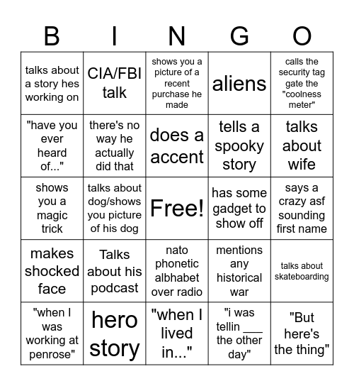 Eric Bingo Card