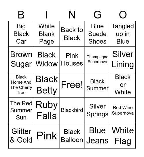 SXE BINGO: Colors Bingo Card