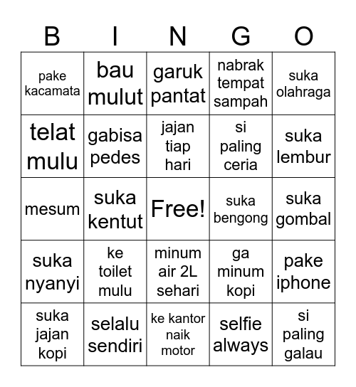 PKB Bingo Card