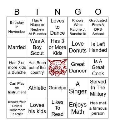 Bunche Preparatory Academy - Bingo (Dad Style) Bingo Card