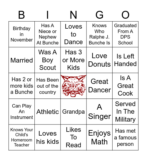 Bunche Preparatory Academy - Bingo (Dad Style) Bingo Card