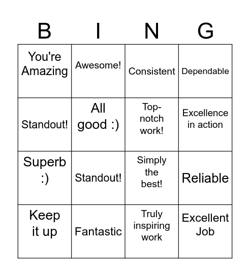 Bea Bingo Card
