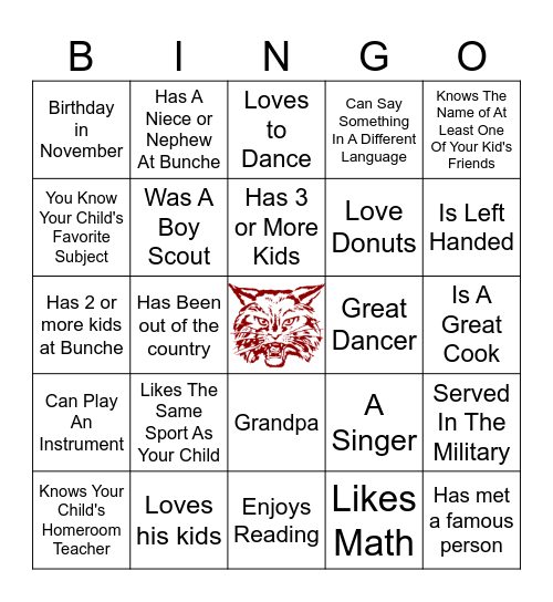 Bunche Preparatory Academy - Bingo (Dad Style) Bingo Card