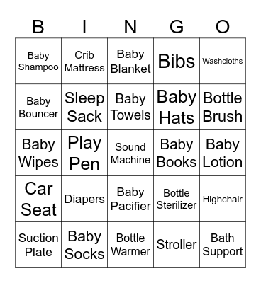 Baby Bingo! Bingo Card