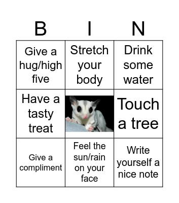 Q2Q self care Bingo Card