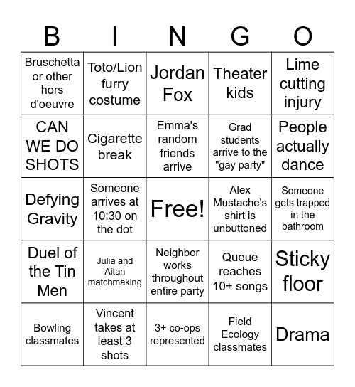 OZ BINGO Card